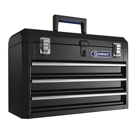 kobalt portable 20.67-in 3-drawer steel lockable tool box black|kobalt 3 drawer.